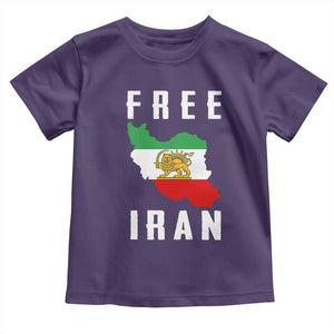 Free Iran Revolution 2026 Toddler T Shirt Sun and Lion Flag Iranian Freedom Justice TS02 Purple Print Your Wear