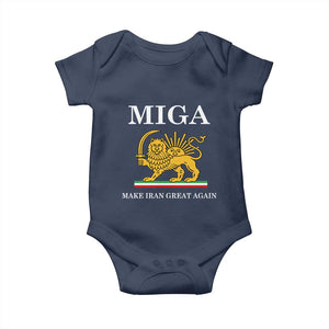 Make Iran Great Again Patriotic MIGA Baby Onesie Lion and Sun Iranian Revolution Freedom Supporters TS02 Navy Print Your Wear
