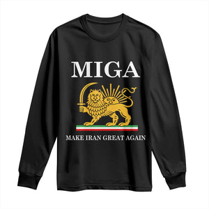 Make Iran Great Again Patriotic MIGA Long Sleeve Shirt Lion and Sun Iranian Revolution Freedom Supporters TS02 Black Print Your Wear