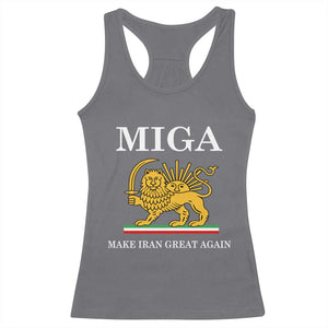 Make Iran Great Again Patriotic MIGA Racerback Tank Top Lion and Sun Iranian Revolution Freedom Supporters TS02 Charcoal Print Your Wear
