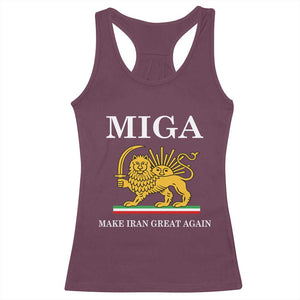 Make Iran Great Again Patriotic MIGA Racerback Tank Top Lion and Sun Iranian Revolution Freedom Supporters TS02 Maroon Print Your Wear