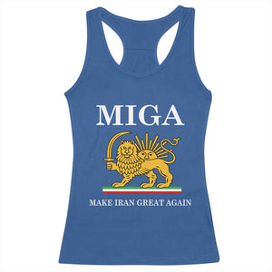 Make Iran Great Again Patriotic MIGA Racerback Tank Top Lion and Sun Iranian Revolution Freedom Supporters TS02 Royal Blue Print Your Wear