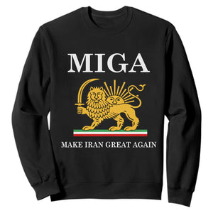 Make Iran Great Again Patriotic MIGA Sweatshirt Lion and Sun Iranian Revolution Freedom Supporters TS02 Black Print Your Wear