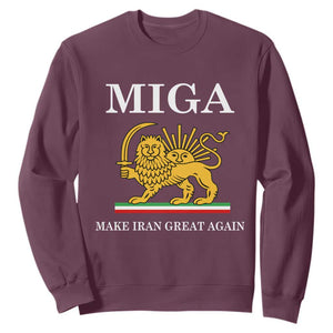 Make Iran Great Again Patriotic MIGA Sweatshirt Lion and Sun Iranian Revolution Freedom Supporters TS02 Maroon Print Your Wear