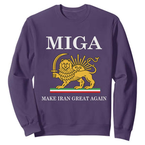 Make Iran Great Again Patriotic MIGA Sweatshirt Lion and Sun Iranian Revolution Freedom Supporters TS02 Purple Print Your Wear