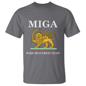 Make Iran Great Again Patriotic MIGA T Shirt Lion and Sun Iranian Revolution Freedom Supporters TS02 Charcoal Print Your Wear