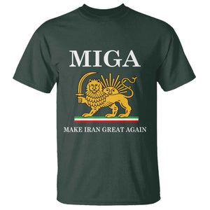 Make Iran Great Again Patriotic MIGA T Shirt Lion and Sun Iranian Revolution Freedom Supporters TS02 Dark Forest Green Print Your Wear