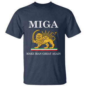 Make Iran Great Again Patriotic MIGA T Shirt Lion and Sun Iranian Revolution Freedom Supporters TS02 Navy Print Your Wear
