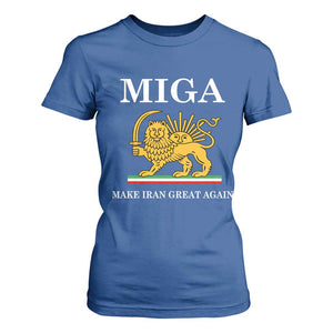 Make Iran Great Again Patriotic MIGA T Shirt For Women Lion and Sun Iranian Revolution Freedom Supporters TS02 Royal Blue Print Your Wear