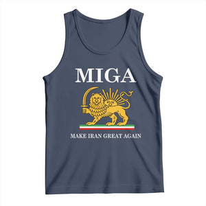 Make Iran Great Again Patriotic MIGA Tank Top Lion and Sun Iranian Revolution Freedom Supporters TS02 Navy Print Your Wear