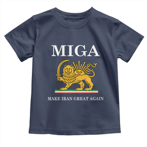 Make Iran Great Again Patriotic MIGA Toddler T Shirt Lion and Sun Iranian Revolution Freedom Supporters TS02 Navy Print Your Wear