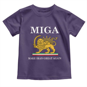 Make Iran Great Again Patriotic MIGA Toddler T Shirt Lion and Sun Iranian Revolution Freedom Supporters TS02 Purple Print Your Wear