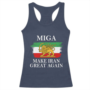 Make Iran Great Again Patriotic MIGA Racerback Tank Top Lion and Sun Flag Iranian Revolution TS02 Navy Print Your Wear