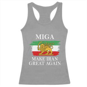 Make Iran Great Again Patriotic MIGA Racerback Tank Top Lion and Sun Flag Iranian Revolution TS02 Sport Gray Print Your Wear