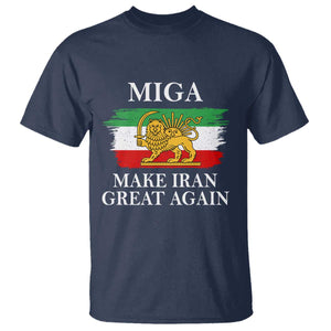 Make Iran Great Again Patriotic MIGA T Shirt - Lion and Sun Flag Iranian Revolution Tee TS02 Navy Print Your Wear