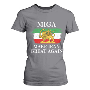 Make Iran Great Again Patriotic MIGA T Shirt For Women Lion and Sun Flag Iranian Revolution TS02 Charcoal Print Your Wear