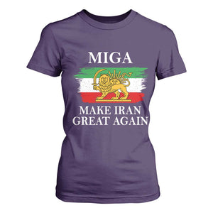 Make Iran Great Again Patriotic MIGA T Shirt For Women Lion and Sun Flag Iranian Revolution TS02 Purple Print Your Wear