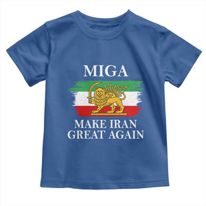 Make Iran Great Again Patriotic MIGA Toddler T Shirt Lion and Sun Flag Iranian Revolution TS02 Royal Blue Print Your Wear