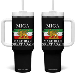 Make Iran Great Again Patriotic MIGA Tumbler With Handle Lion and Sun Flag Iranian Revolution TS02 One Size: 40 oz Black Print Your Wear