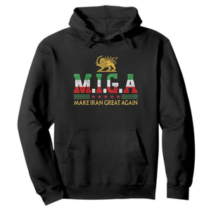 Make Iran Great Again Patriotic MIGA Hoodie Lion and Sun Persian Flag Freedom Iranian Revolution TS02 Black Print Your Wear