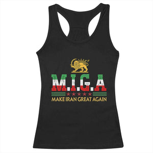 Make Iran Great Again Patriotic MIGA Racerback Tank Top Lion and Sun Persian Flag Freedom Iranian Revolution TS02 Black Print Your Wear