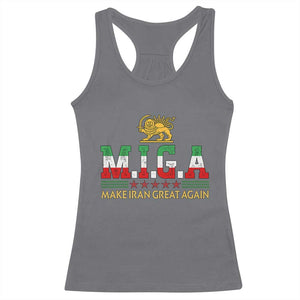 Make Iran Great Again Patriotic MIGA Racerback Tank Top Lion and Sun Persian Flag Freedom Iranian Revolution TS02 Charcoal Print Your Wear