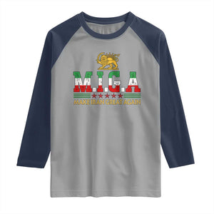 Make Iran Great Again Patriotic MIGA Raglan Shirt Lion and Sun Persian Flag Freedom Iranian Revolution TS02 Sport Gray Navy Print Your Wear