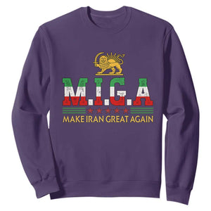 Make Iran Great Again Patriotic MIGA Sweatshirt Lion and Sun Persian Flag Freedom Iranian Revolution TS02 Purple Print Your Wear