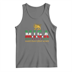 Make Iran Great Again Patriotic MIGA Tank Top Lion and Sun Persian Flag Freedom Iranian Revolution TS02 Black Heather Print Your Wear