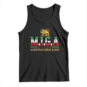 Make Iran Great Again Patriotic MIGA Tank Top Lion and Sun Persian Flag Freedom Iranian Revolution TS02 Black Print Your Wear