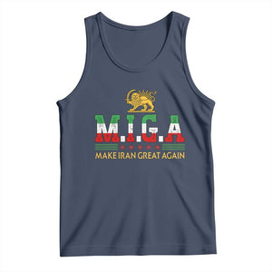 Make Iran Great Again Patriotic MIGA Tank Top Lion and Sun Persian Flag Freedom Iranian Revolution TS02 Navy Print Your Wear