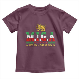 Make Iran Great Again Patriotic MIGA Toddler T Shirt Lion and Sun Persian Flag Freedom Iranian Revolution TS02 Maroon Print Your Wear
