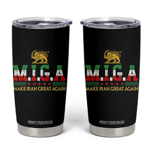 Make Iran Great Again Patriotic MIGA Tumbler Cup Lion and Sun Persian Flag Freedom Iranian Revolution TS02 Black Print Your Wear