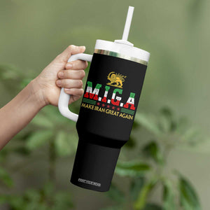 Make Iran Great Again Patriotic MIGA Tumbler With Handle Lion and Sun Persian Flag Freedom Iranian Revolution TS02 Print Your Wear