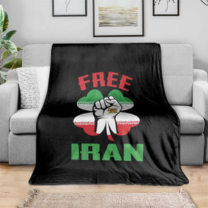 Free Iran Raised Fist and Persian Flag Clover Throw Blanket Lion and Sun Freedom Fighter Iranian Revolution TS02 Print Your Wear