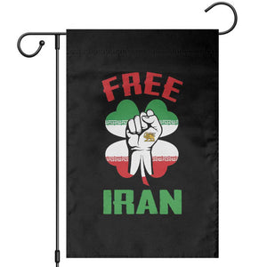 Free Iran Raised Fist and Persian Flag Clover Garden Flag Lion and Sun Freedom Fighter Iranian Revolution TS02 Black Print Your Wear