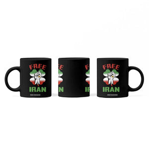 Free Iran Raised Fist and Persian Flag Clover Coffee Mug Lion and Sun Freedom Fighter Iranian Revolution TS02 Print Your Wear