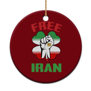 Free Iran Raised Fist and Persian Flag Clover Ceramic Ornament Lion and Sun Freedom Fighter Iranian Revolution TS02 1pc Red Print Your Wear