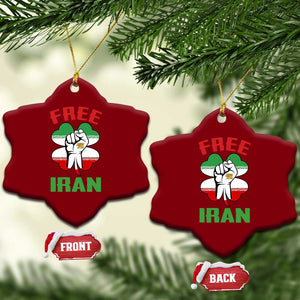 Free Iran Raised Fist and Persian Flag Clover Ceramic Ornament Lion and Sun Freedom Fighter Iranian Revolution TS02 Print Your Wear