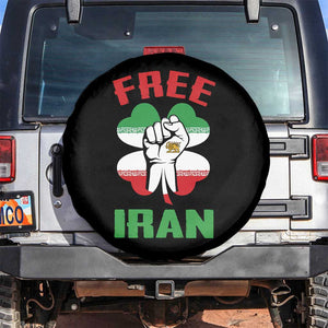 Free Iran Raised Fist and Persian Flag Clover Spare Tire Cover Lion and Sun Freedom Fighter Iranian Revolution TS02 No hole Black Print Your Wear