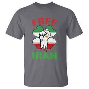 Free Iran T Shirt - Raised Fist Persian Flag Lion and Sun Freedom Fighter Iranian Revolution Tee TS02 Charcoal Print Your Wear