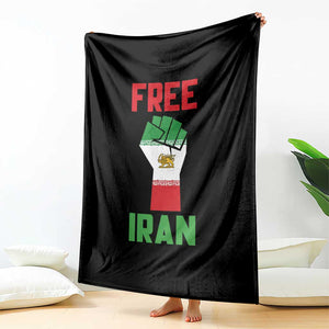Free Iran Raised Fist Throw Blanket Persian Flag Lion and Sun Emblem Iranian Revolution TS02 Print Your Wear
