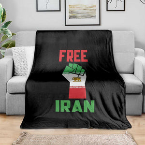 Free Iran Raised Fist Throw Blanket Persian Flag Lion and Sun Emblem Iranian Revolution TS02 Print Your Wear