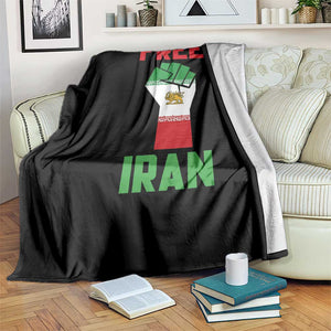 Free Iran Raised Fist Throw Blanket Persian Flag Lion and Sun Emblem Iranian Revolution TS02 Print Your Wear