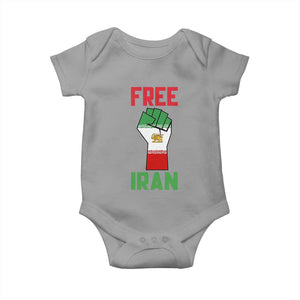 Free Iran Raised Fist Baby Onesie Persian Flag Lion and Sun Emblem Iranian Revolution TS02 Sport Gray Print Your Wear