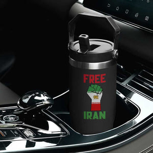 Free Iran Raised Fist Flip Straw Tumbler Persian Flag Lion and Sun Emblem Iranian Revolution TS02 Print Your Wear