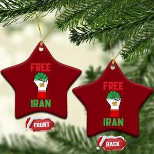 Free Iran Raised Fist Ceramic Ornament Persian Flag Lion and Sun Emblem Iranian Revolution TS02 Print Your Wear