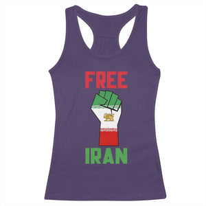 Free Iran Raised Fist Racerback Tank Top Persian Flag Lion and Sun Emblem Iranian Revolution TS02 Purple Print Your Wear
