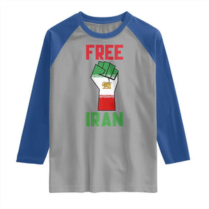 Free Iran Raised Fist Raglan Shirt Persian Flag Lion and Sun Emblem Iranian Revolution TS02 Sport Gray Royal Print Your Wear