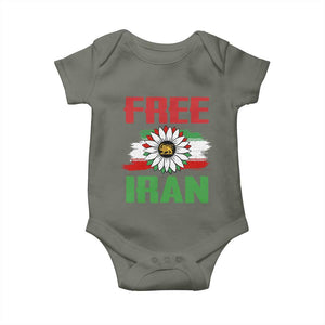 Free Iran Sunflower Baby Onesie Persian Flag Lion and Su Iranian Revolution Freedom Supporters TS02 Military Green Print Your Wear